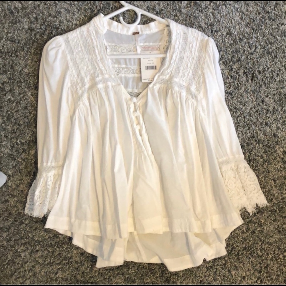 Free People White Lace Top